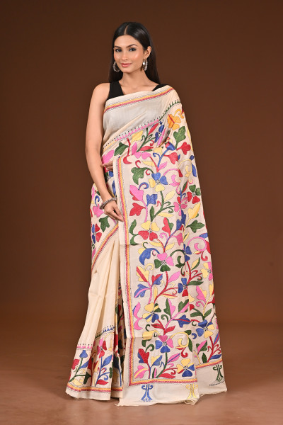 PURE  SILK KANTHA SAREE