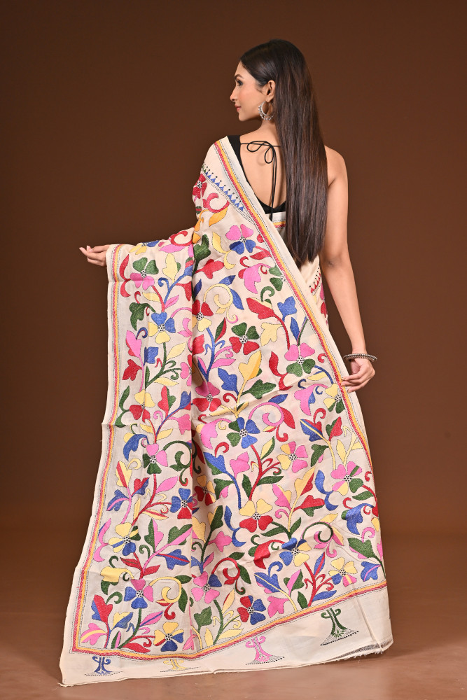 PURE  SILK KANTHA SAREE