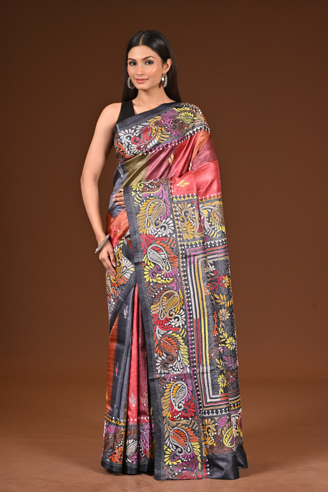 PURE  SILK KANTHA SAREE