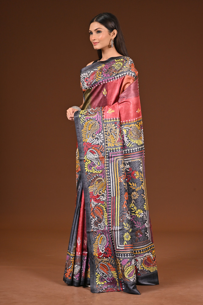 PURE  SILK KANTHA SAREE