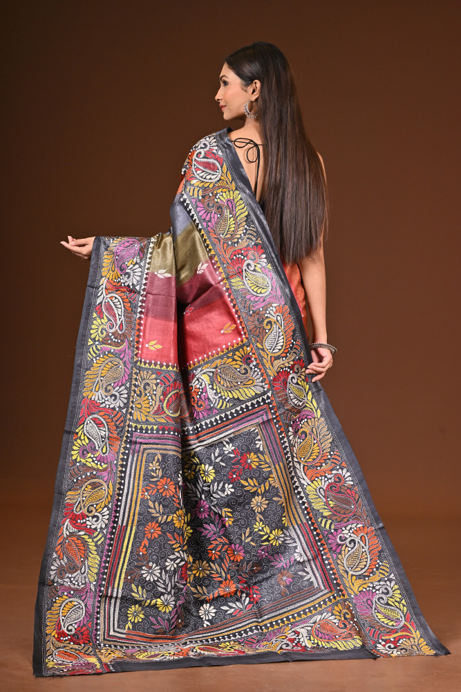 PURE  SILK KANTHA SAREE