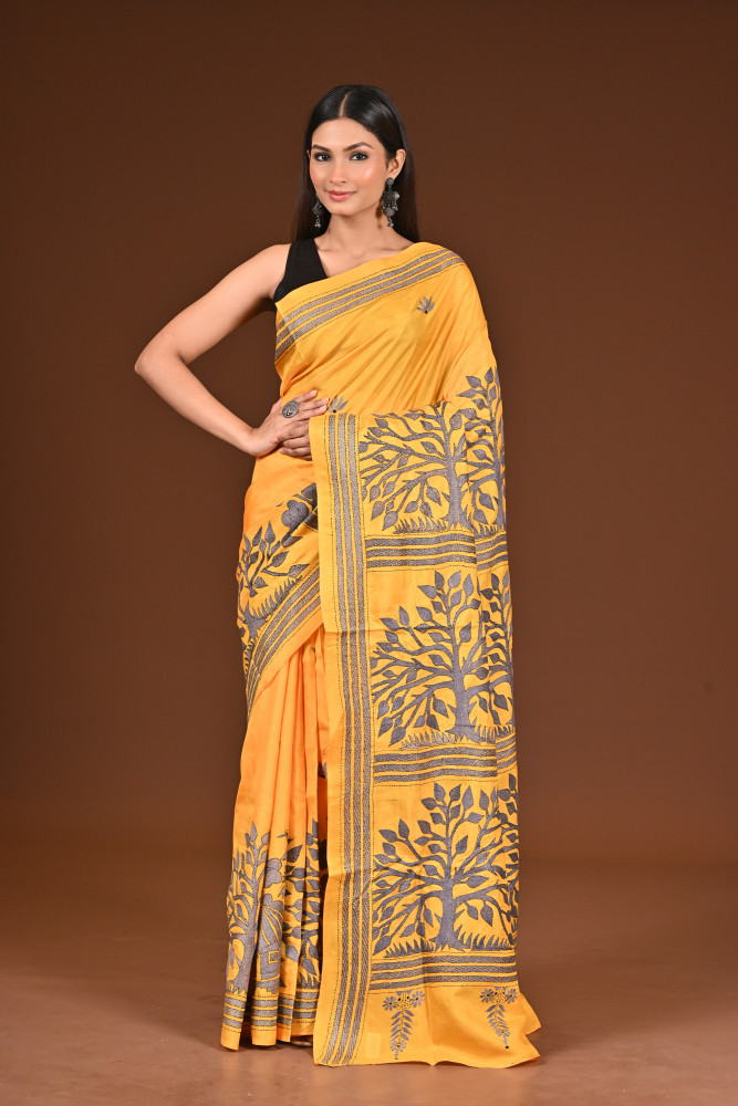 Image of PURE  SILK KANTHA SAREE