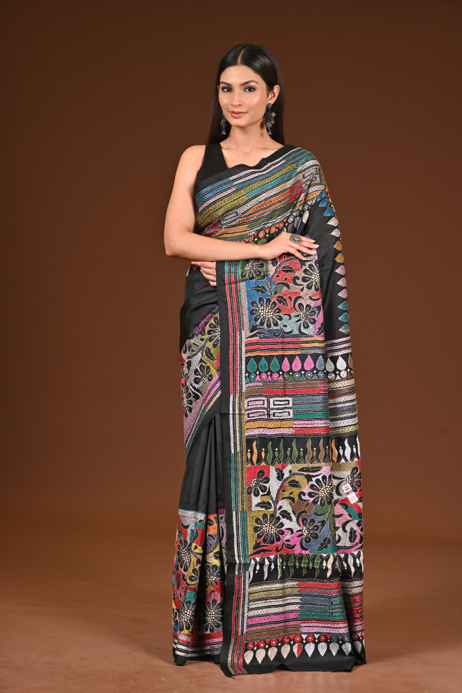 PURE  SILK KANTHA SAREE