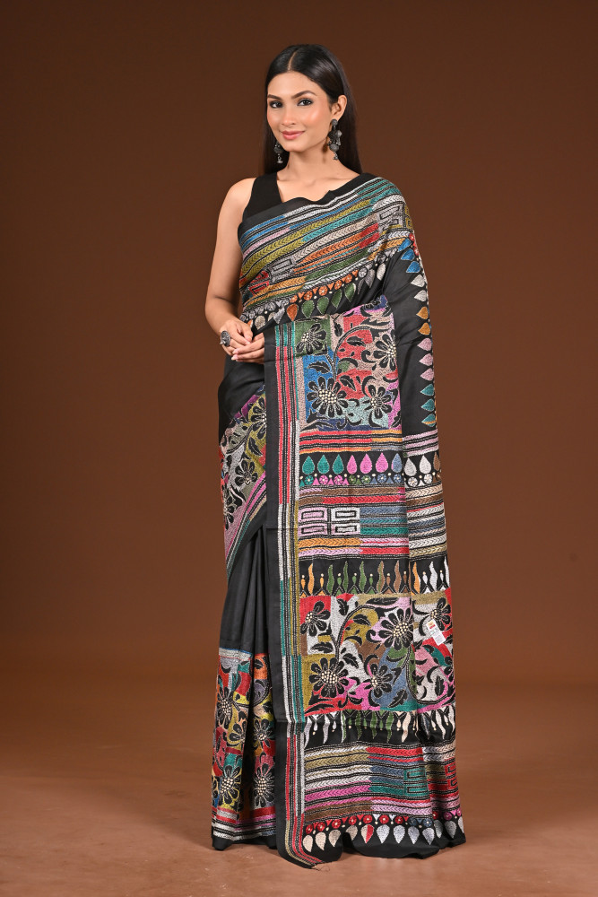 PURE  SILK KANTHA SAREE