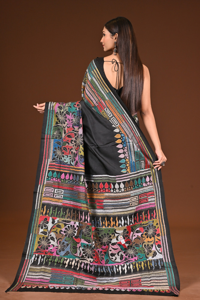 PURE  SILK KANTHA SAREE