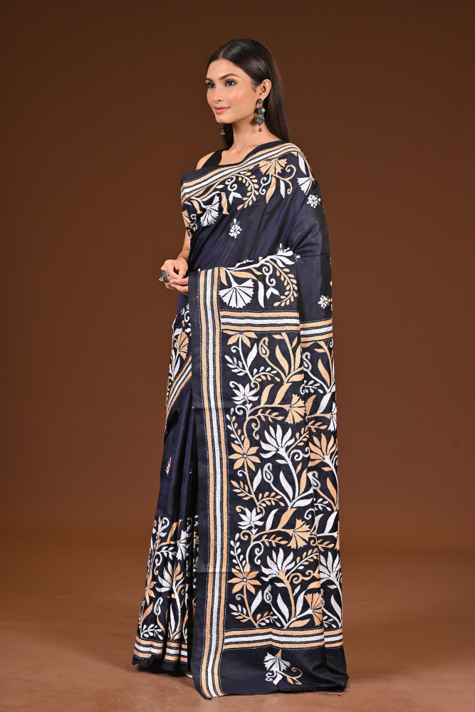 PURE  SILK KANTHA SAREE