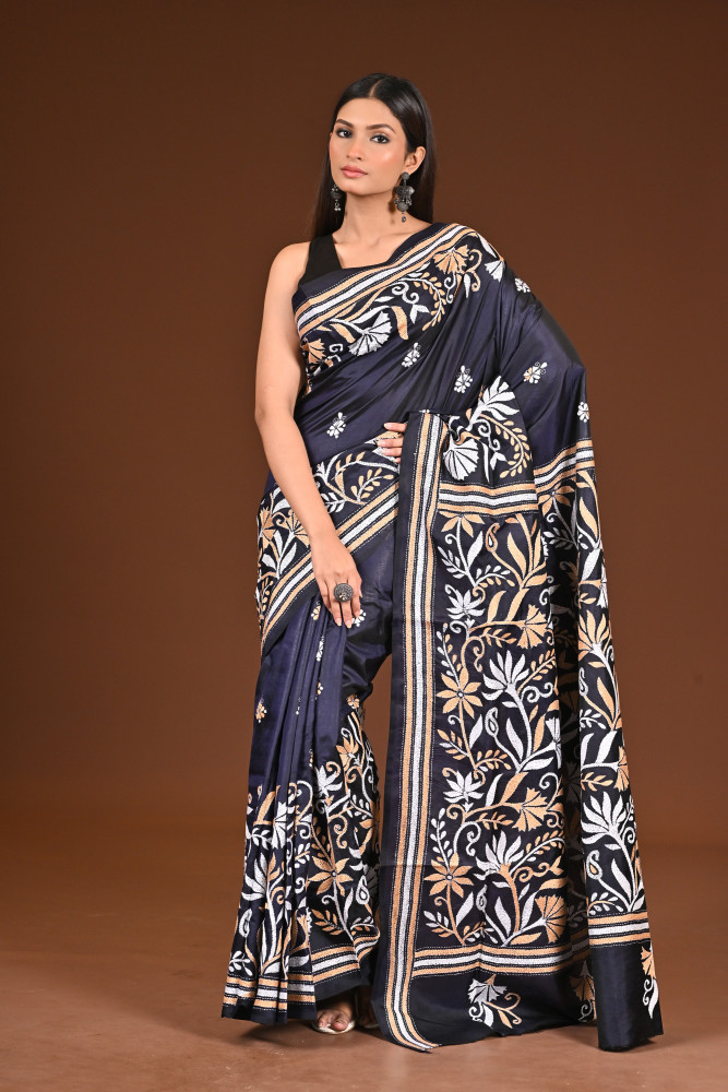 PURE  SILK KANTHA SAREE