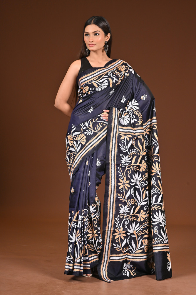 PURE  SILK KANTHA SAREE