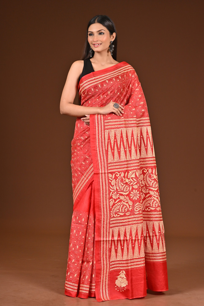 Image of PURE  SILK KANTHA SAREE
