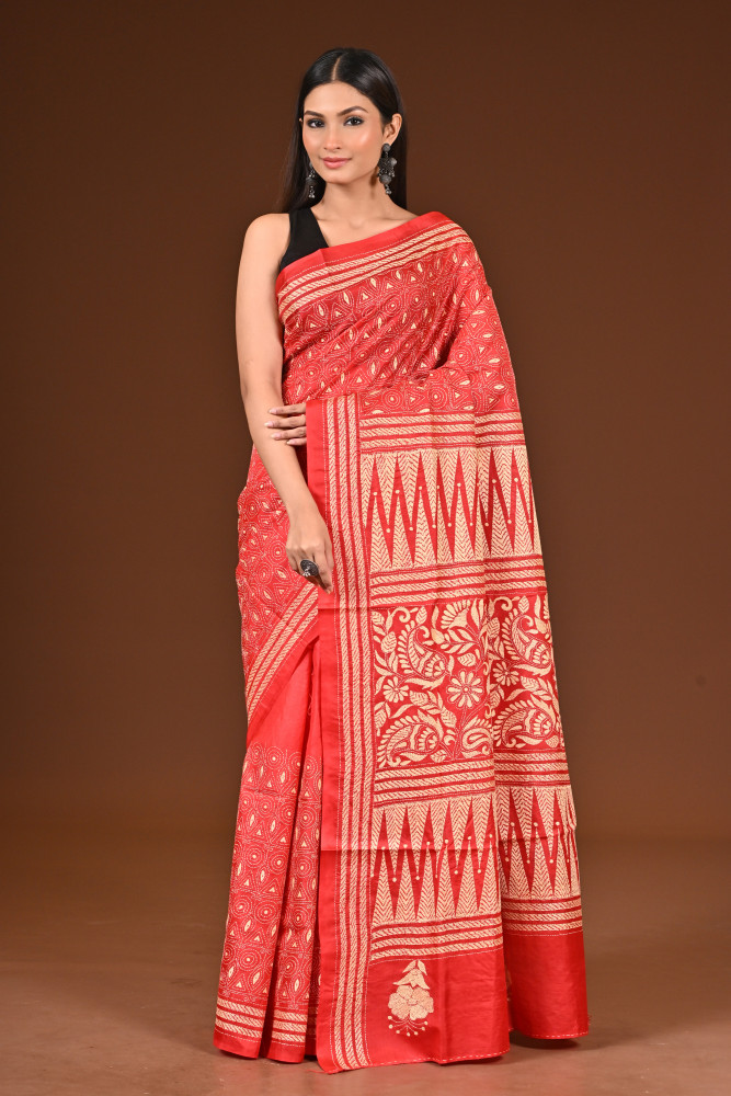PURE  SILK KANTHA SAREE