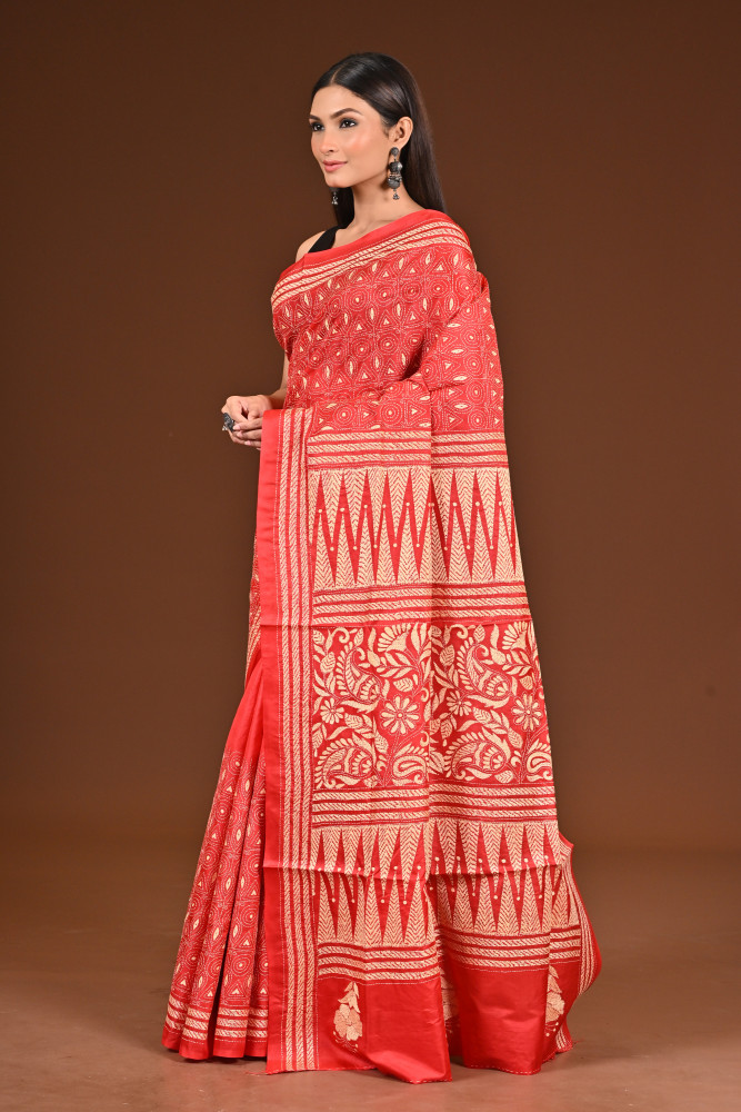 PURE  SILK KANTHA SAREE