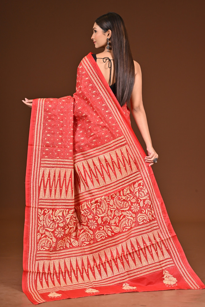 PURE  SILK KANTHA SAREE