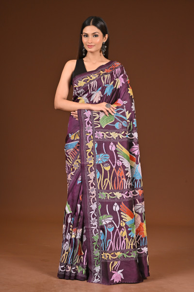 PURE  SILK KANTHA SAREE