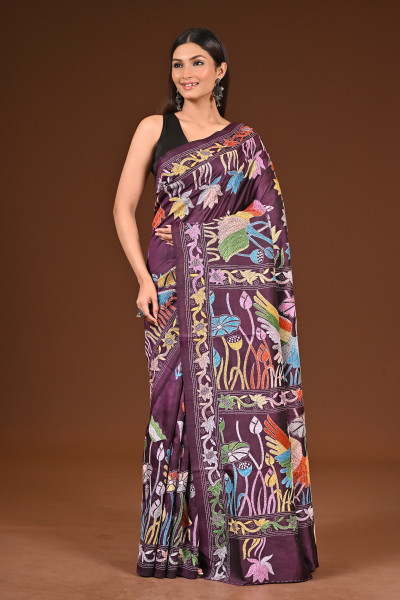 PURE  SILK KANTHA SAREE