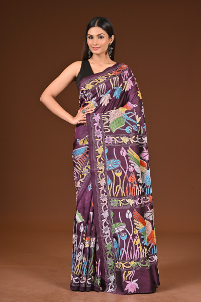 PURE  SILK KANTHA SAREE
