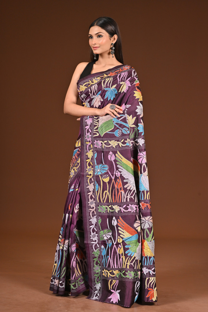 PURE  SILK KANTHA SAREE