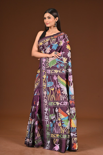 PURE  SILK KANTHA SAREE