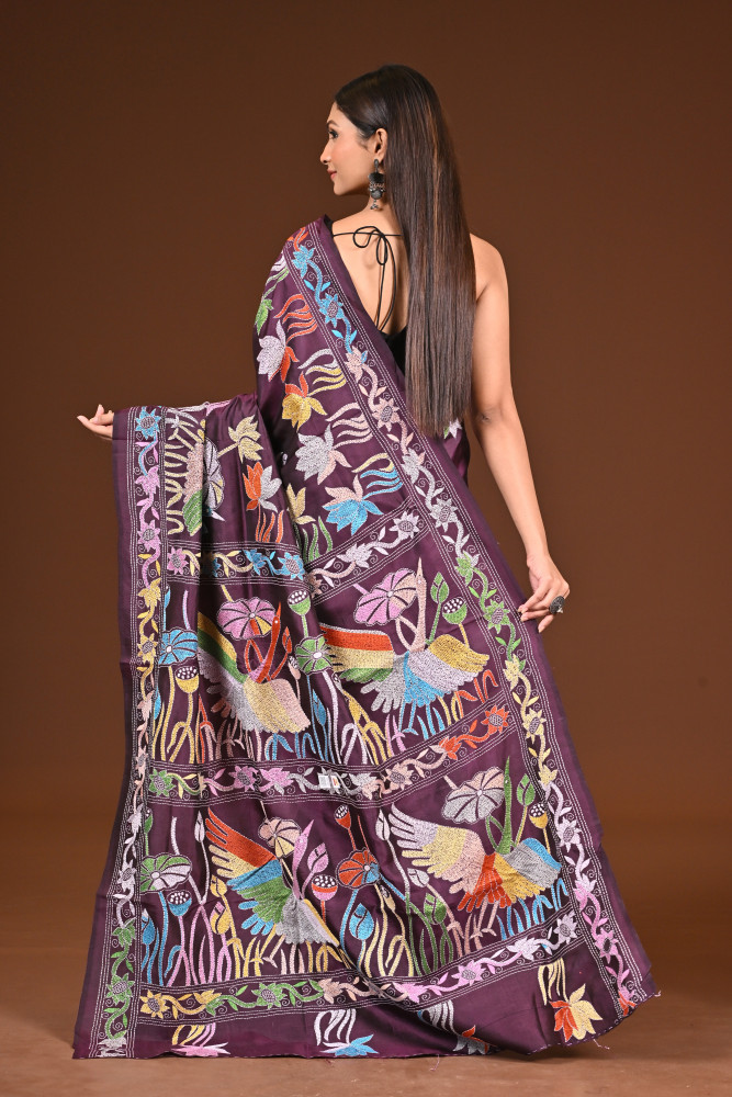 PURE  SILK KANTHA SAREE