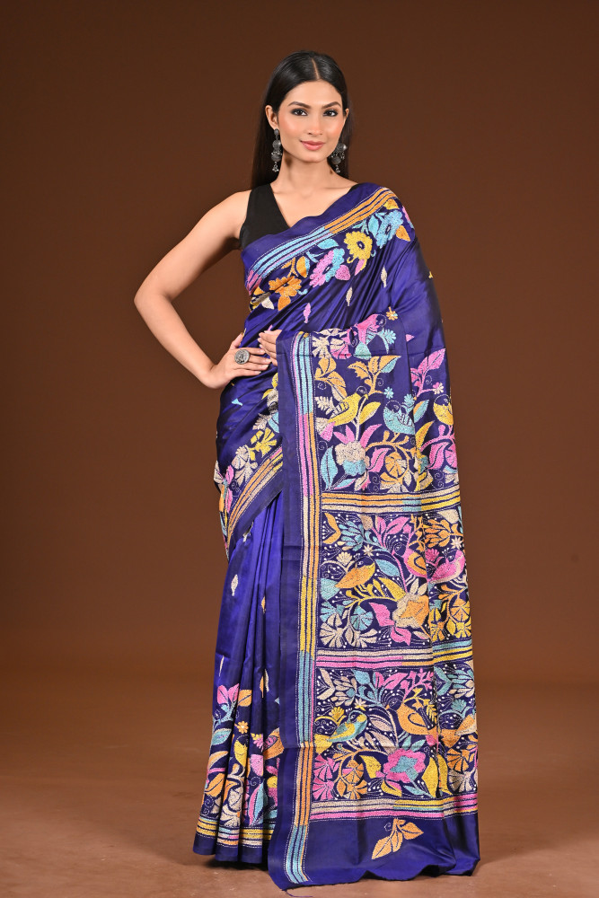 Image of PURE  SILK KANTHA SAREE