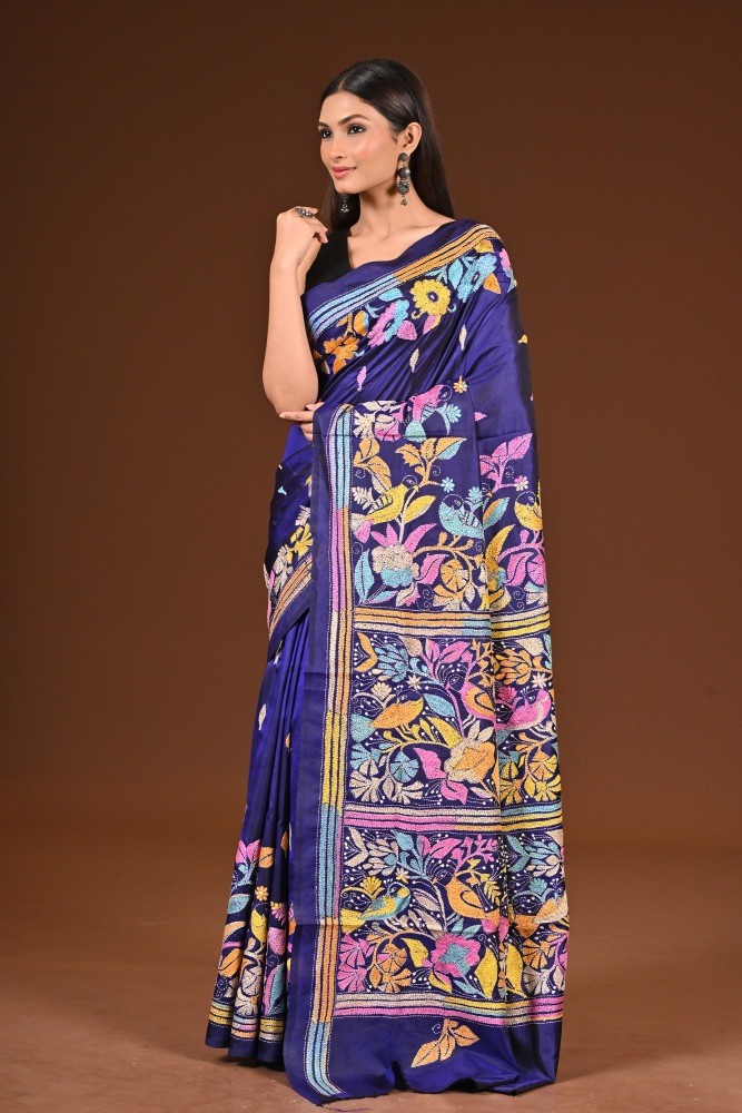 PURE  SILK KANTHA SAREE