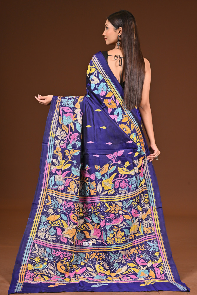 PURE  SILK KANTHA SAREE