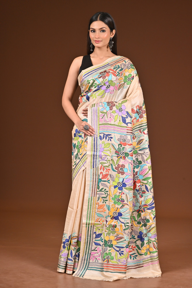 PURE  SILK KANTHA SAREE