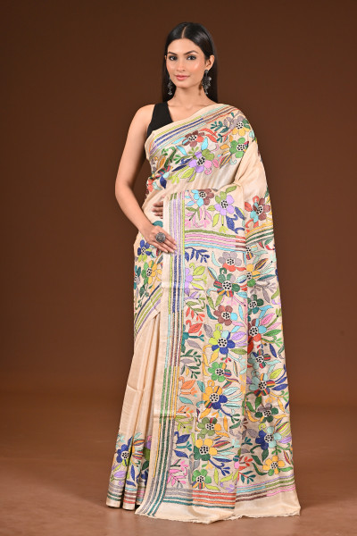 PURE  SILK KANTHA SAREE