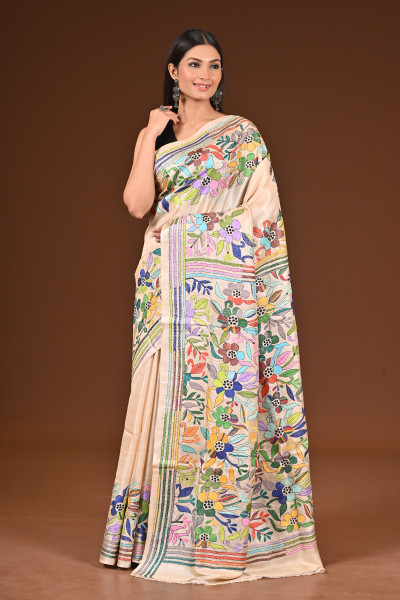 PURE  SILK KANTHA SAREE