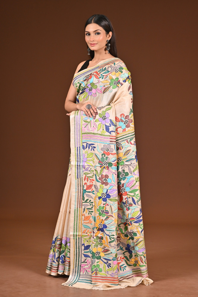 PURE  SILK KANTHA SAREE