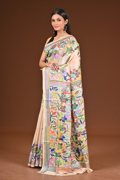 PURE  SILK KANTHA SAREE