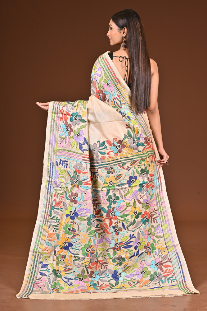 PURE  SILK KANTHA SAREE