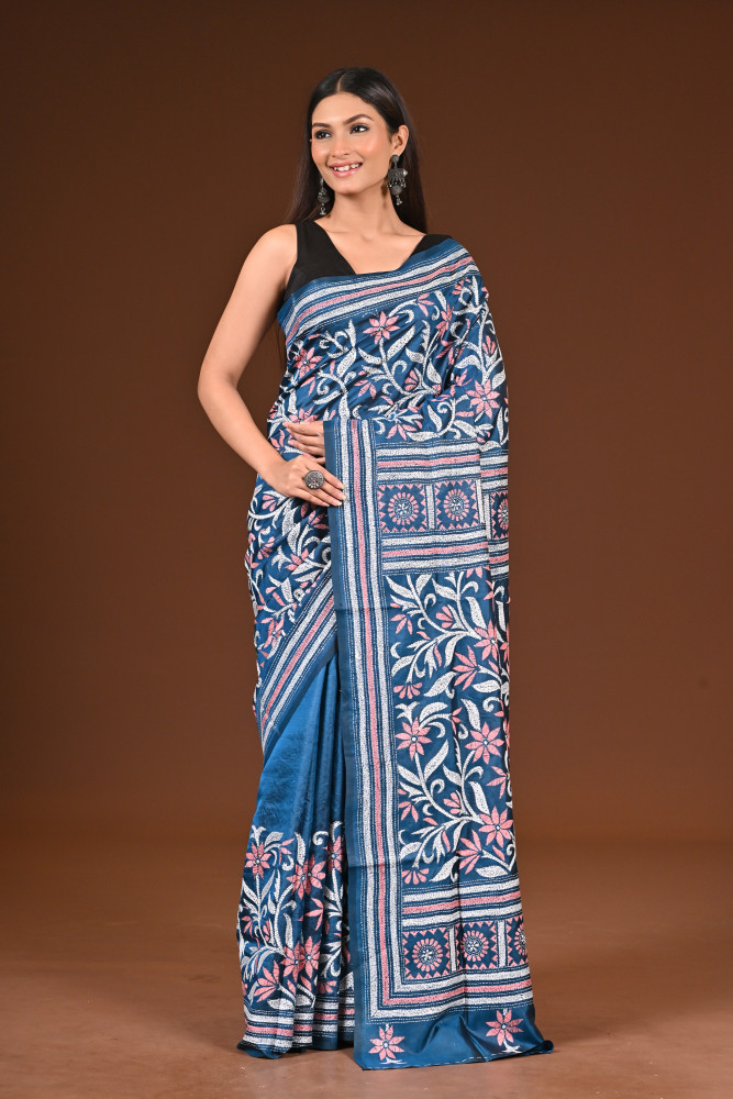 PURE  SILK KANTHA SAREE