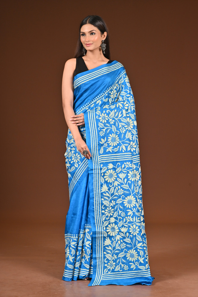 PURE  SILK KANTHA SAREE
