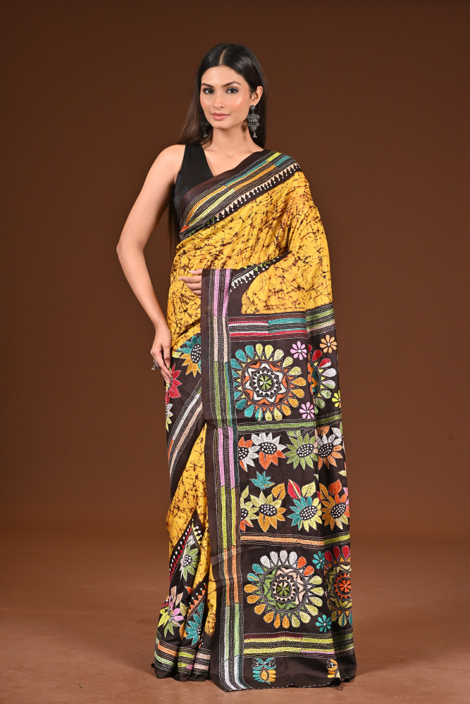 PURE SILK BATIK TEMPLE SAREE