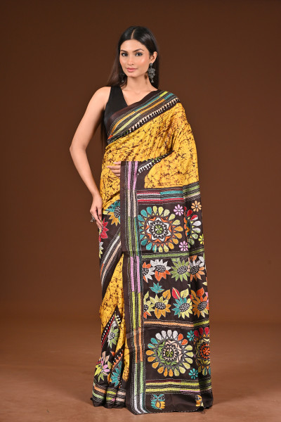 PURE SILK BATIK TEMPLE SAREE