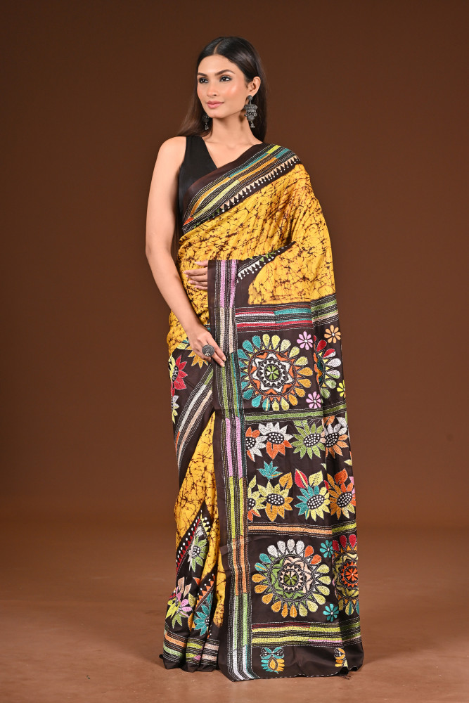 PURE SILK BATIK TEMPLE SAREE