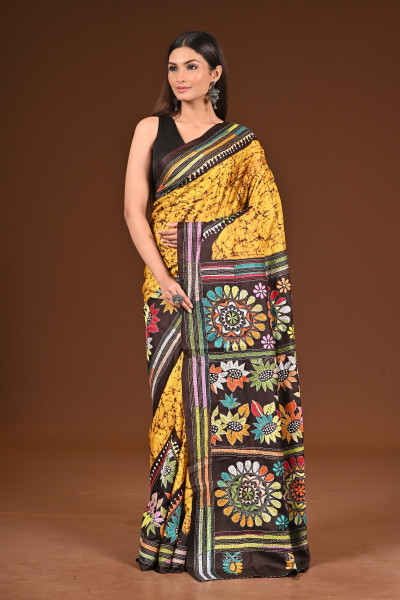 PURE SILK BATIK TEMPLE SAREE