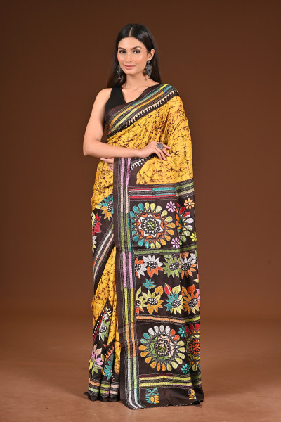 PURE SILK BATIK TEMPLE SAREE