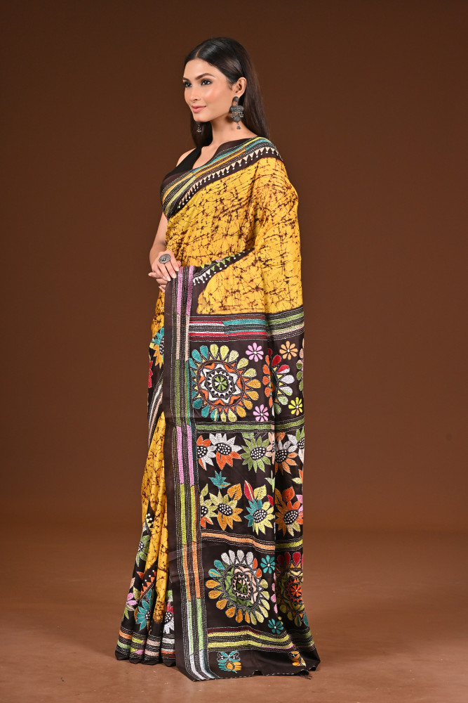 PURE SILK BATIK TEMPLE SAREE