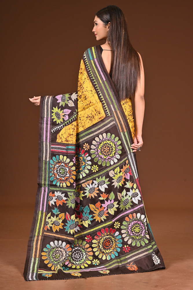 PURE SILK BATIK TEMPLE SAREE