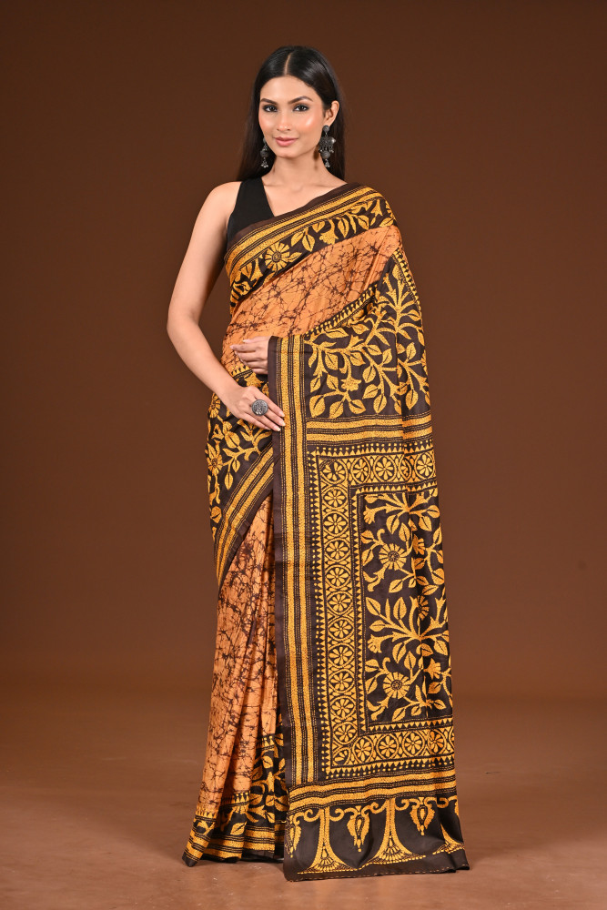 PURE SILK BATIK KANTHA SAREE