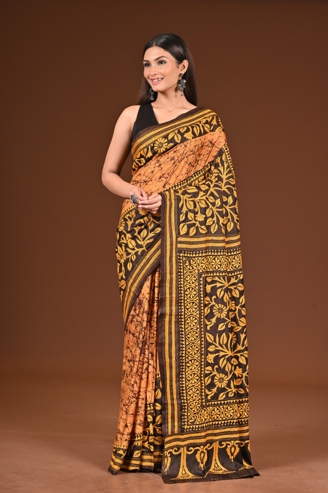 PURE SILK BATIK KANTHA SAREE