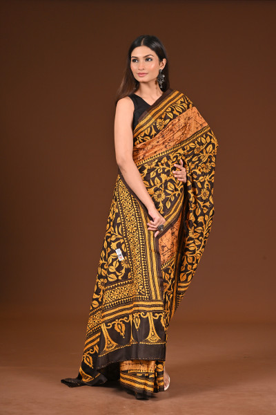 PURE SILK BATIK KANTHA SAREE