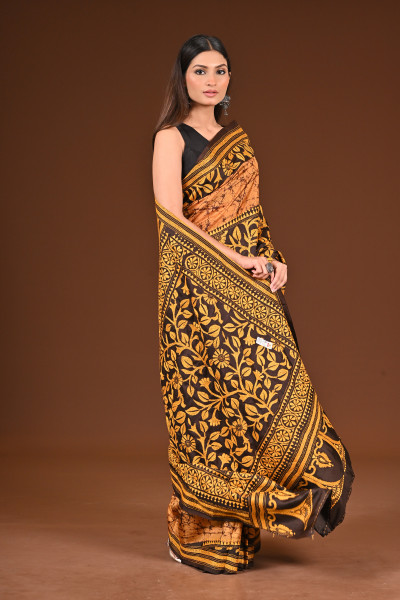 PURE SILK BATIK KANTHA SAREE