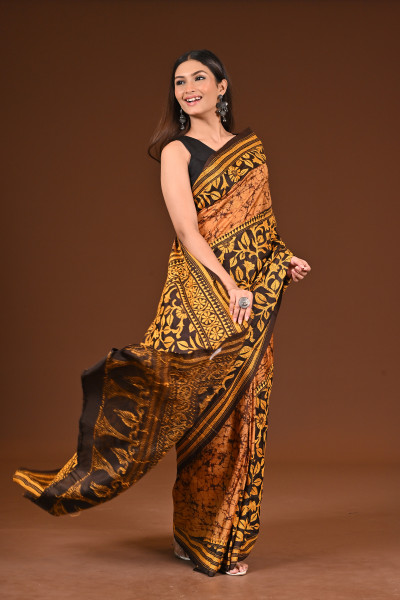 PURE SILK BATIK KANTHA SAREE