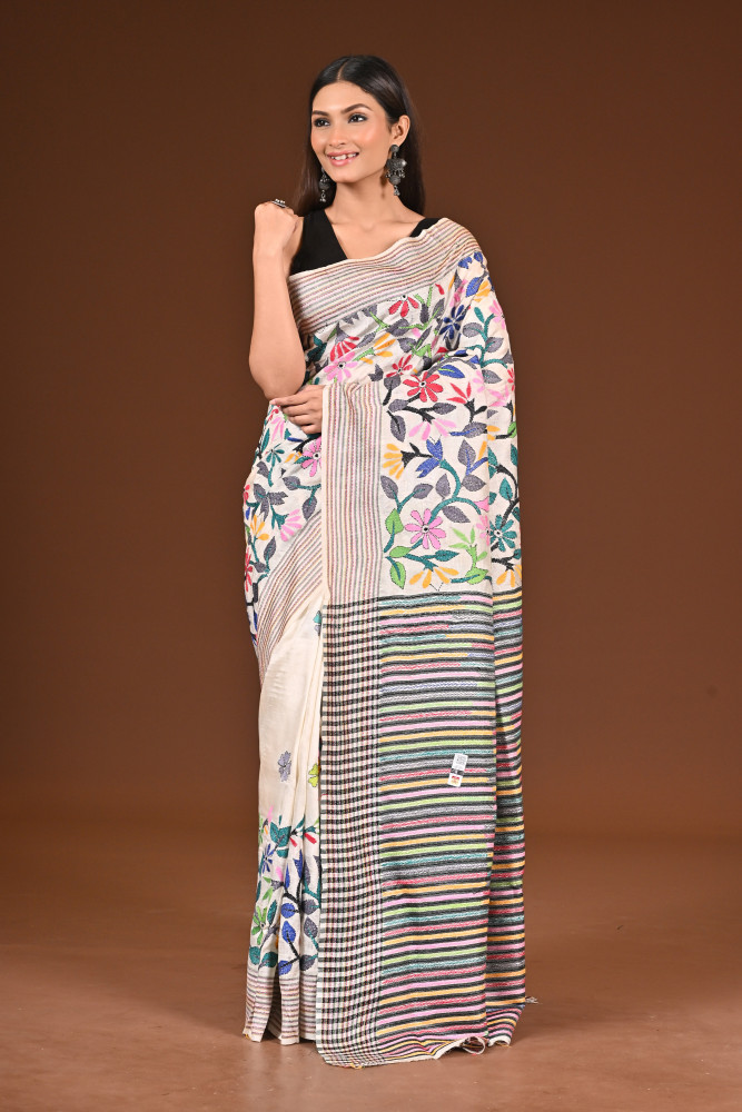 PURE SILK JALCHURI ALLOVER  KANTHA SAREE