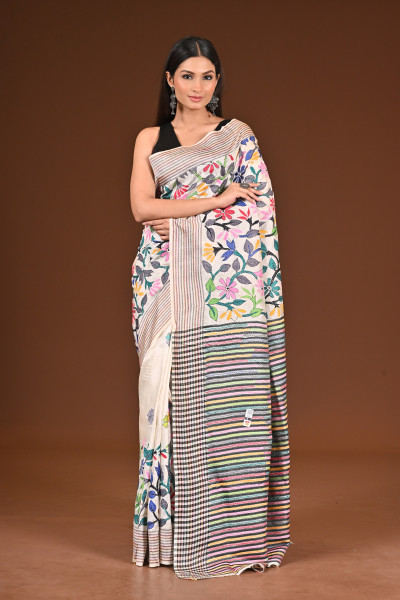 PURE SILK JALCHURI ALLOVER  KANTHA SAREE