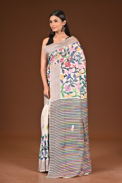 PURE SILK JALCHURI ALLOVER  KANTHA SAREE