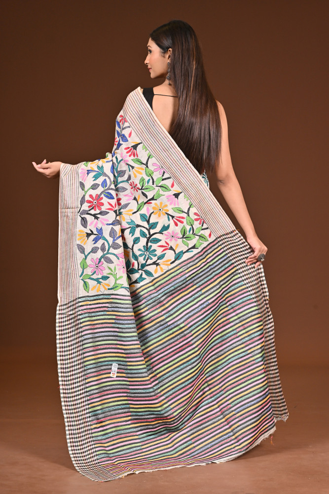 PURE SILK JALCHURI ALLOVER  KANTHA SAREE