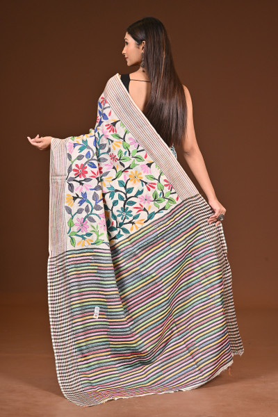 PURE SILK JALCHURI ALLOVER  KANTHA SAREE